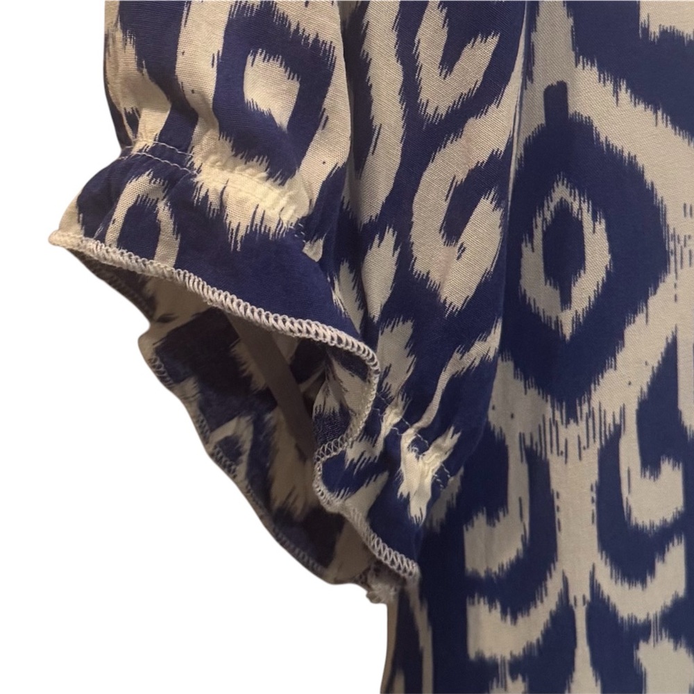 Cupshe Blue & White Ikat Boho Blouse/Shift Dress Size M - Picture 7 of 10